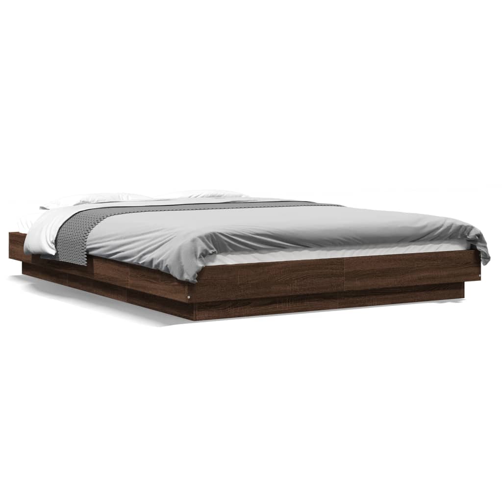 Bed Frame without Mattress Brown Oak 120x200 cm