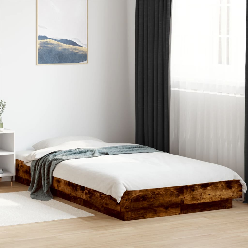 Bed Frame without Mattress Smoked Oak 90x200 cm