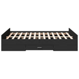 Bed Frame with Drawers without Mattress Black 140x190 cm