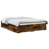 Bed Frame with Drawers without Mattress Smoked Oak 140x200 cm