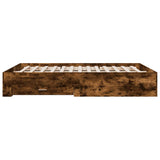 Bed Frame with Drawers without Mattress Smoked Oak 140x200 cm