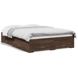 Bed Frame with Drawers without Mattress Brown Oak 135x190 cm Double