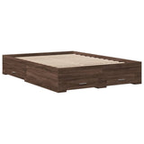 Bed Frame with Drawers without Mattress Brown Oak 135x190 cm Double