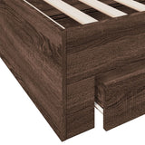 Bed Frame with Drawers without Mattress Brown Oak 135x190 cm Double