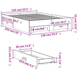 Bed Frame with Drawers without Mattress Brown Oak 135x190 cm Double