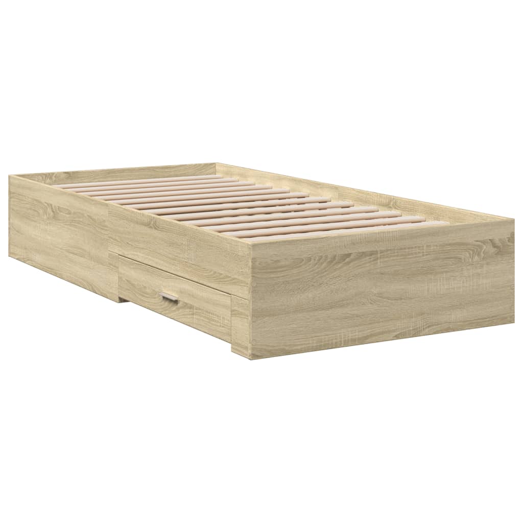 Bed Frame with Drawers without Mattress Sonoma Oak 100x200 cm