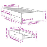 Bed Frame with Drawers without Mattress Sonoma Oak 100x200 cm