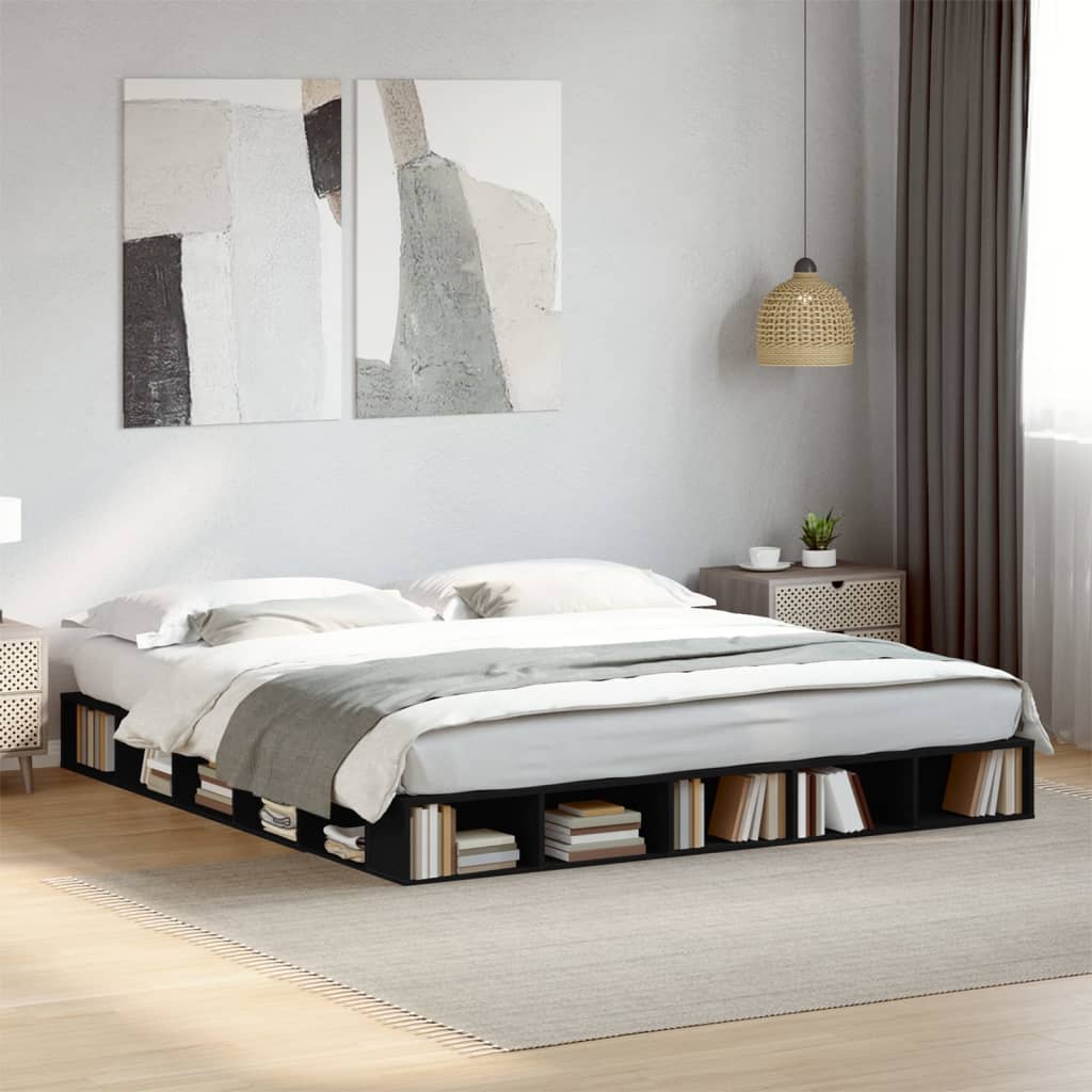 Bed Frame without Mattress Black 200x200 cm