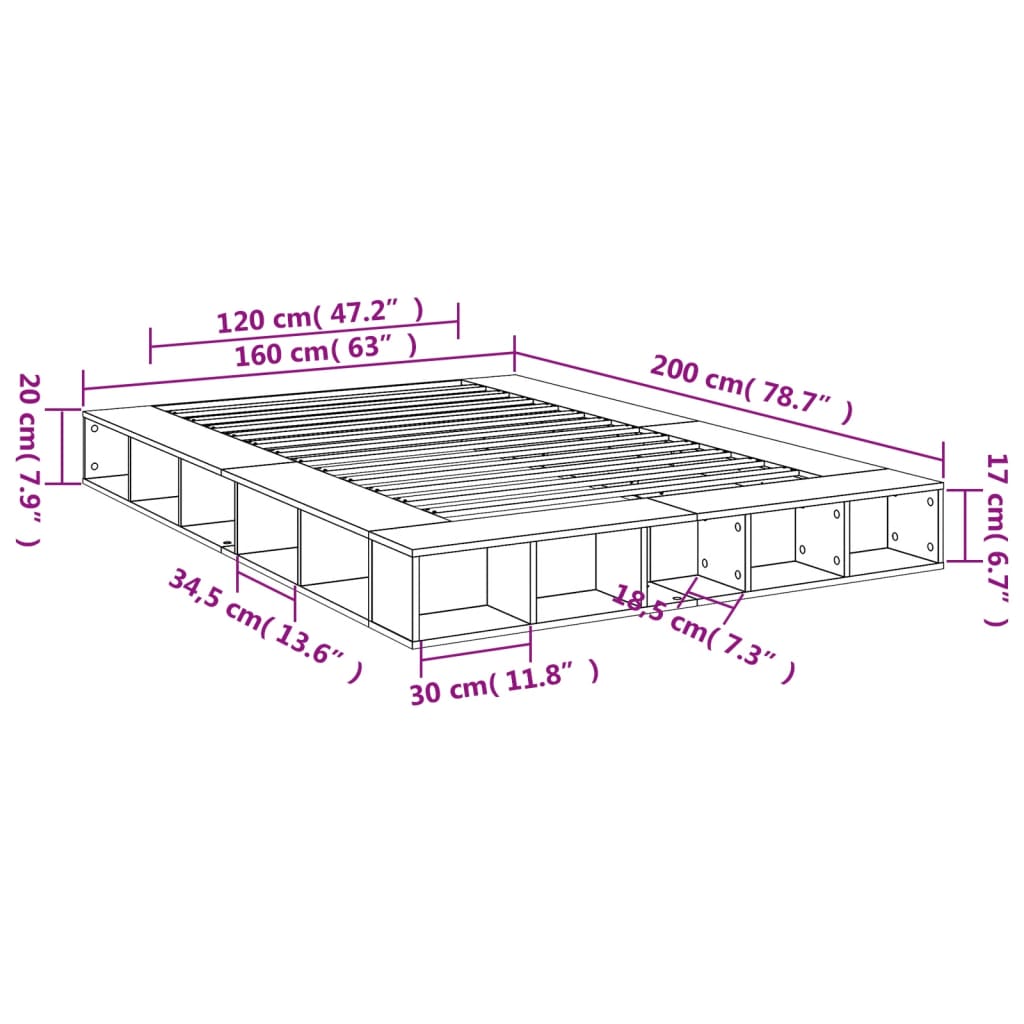 Bed Frame without Mattress White 160x200 cm