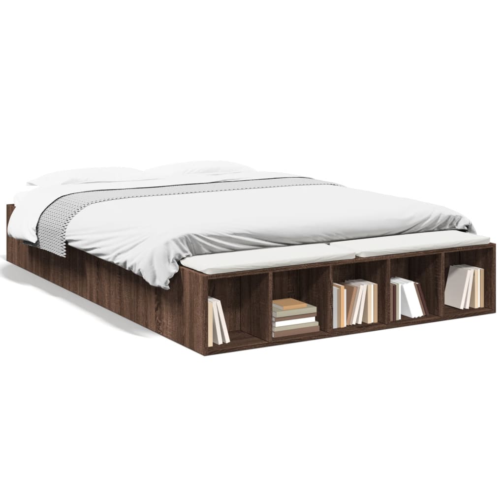 Bed Frame without Mattress Brown Oak 140x200 cm