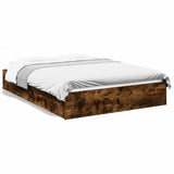 Bed Frame with Drawers without Mattress Smoked Oak 140x200 cm