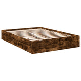 Bed Frame with Drawers without Mattress Smoked Oak 140x200 cm