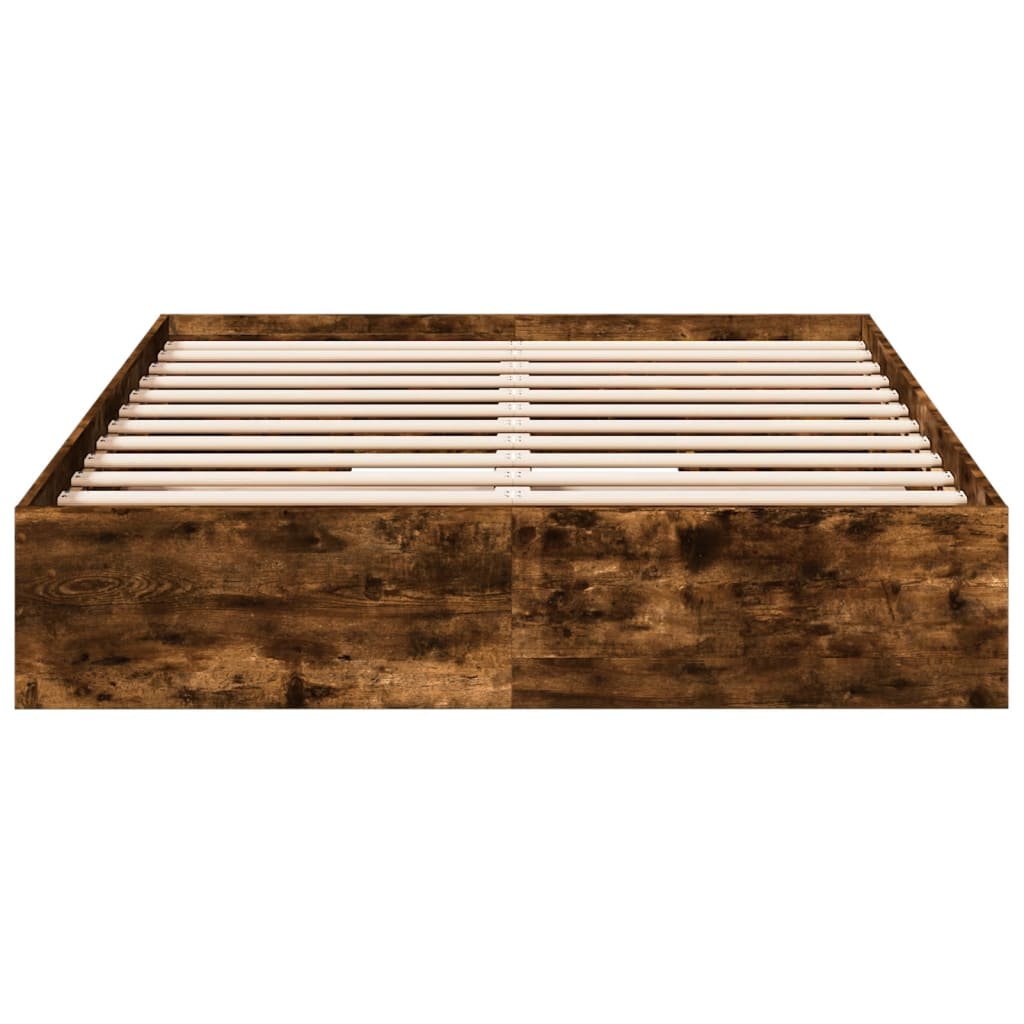 Bed Frame with Drawers without Mattress Smoked Oak 140x200 cm