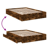 Bed Frame with Drawers without Mattress Smoked Oak 140x200 cm