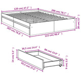 Bed Frame with Drawers without Mattress Concrete Grey 120x200 cm