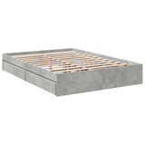 Bed Frame with Drawers without Mattress Concrete Grey 135x190 cm Double