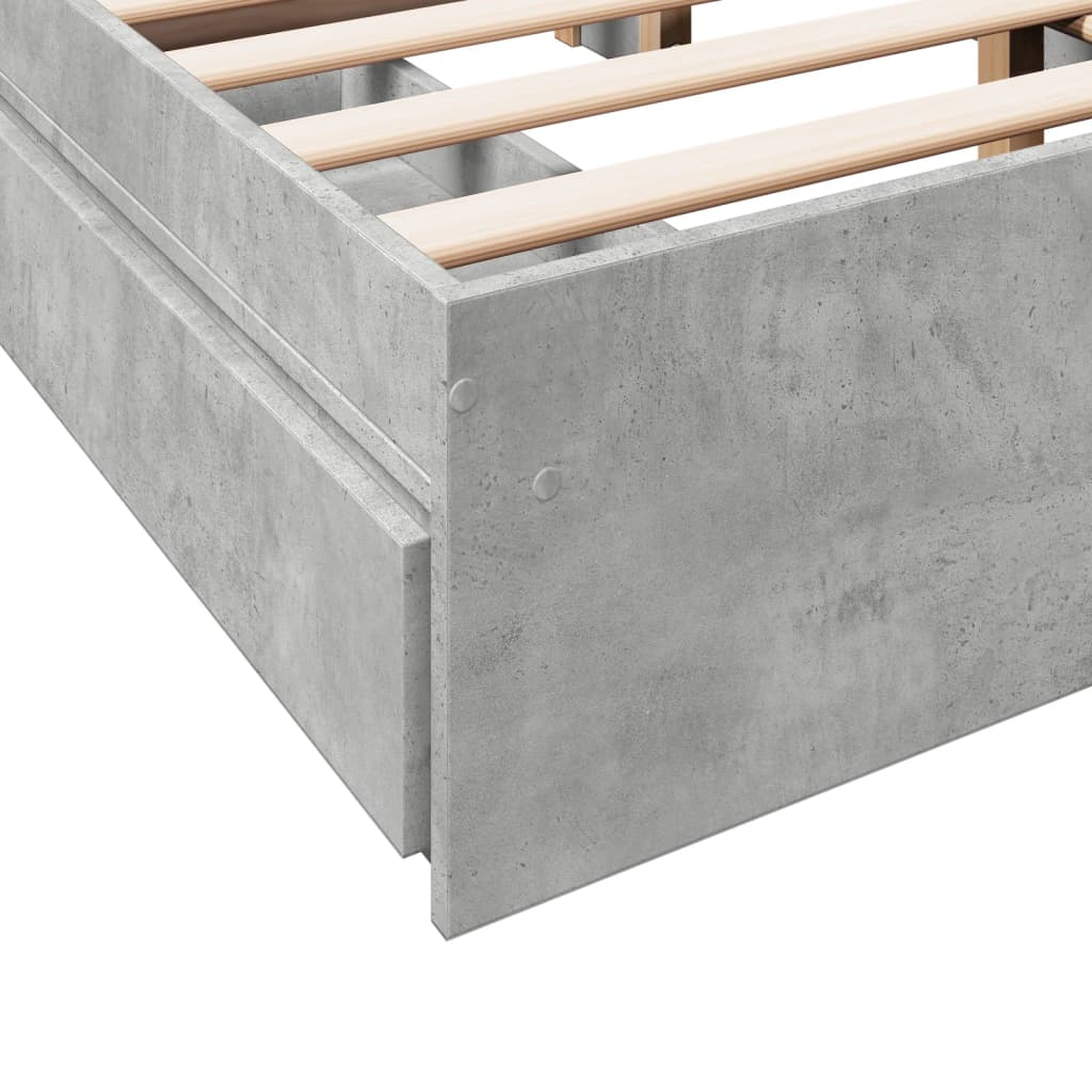 Bed Frame with Drawers without Mattress Concrete Grey 135x190 cm Double