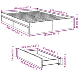 Bed Frame with Drawers without Mattress Concrete Grey 135x190 cm Double