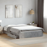 Bed Frame with Drawers without Mattress Concrete Grey 135x190 cm Double