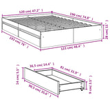 Bed Frame with Drawers without Mattress Smoked Oak 120x190 cm Small Double