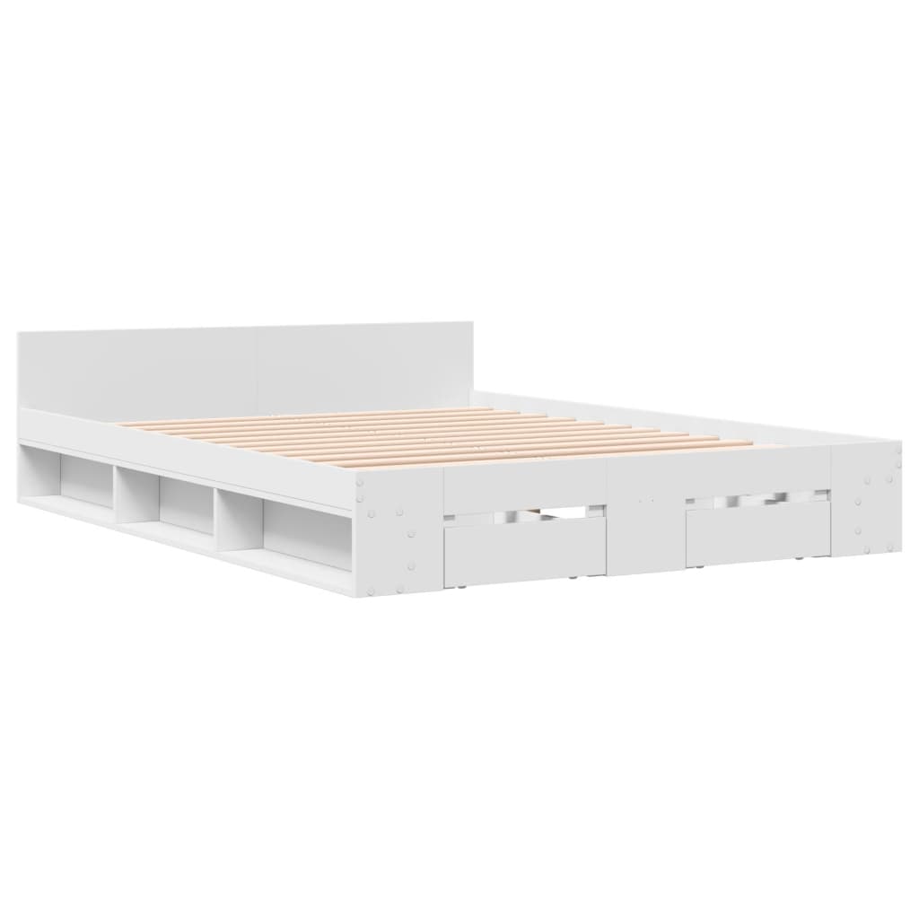 Bed Frame with Drawers without Mattress White 120x190 cm Small Double