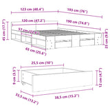 Bed Frame with Drawers without Mattress White 120x190 cm Small Double