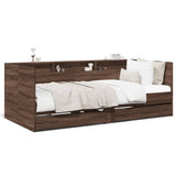 Daybed with Drawers without Mattress Brown Oak 90x190 cm Single