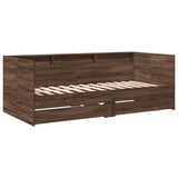 Daybed with Drawers without Mattress Brown Oak 90x190 cm Single