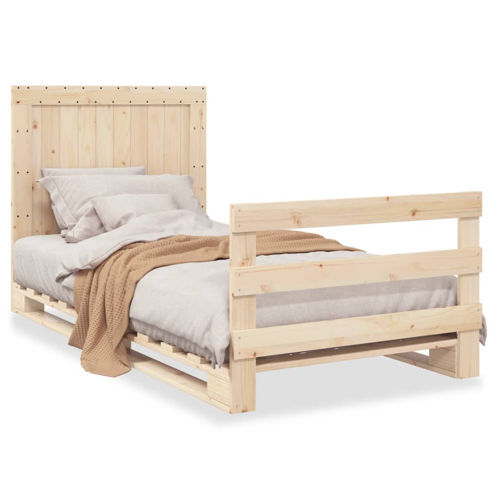 Bed Frame without Mattress with Headboard 100x200 cm Solid Wood