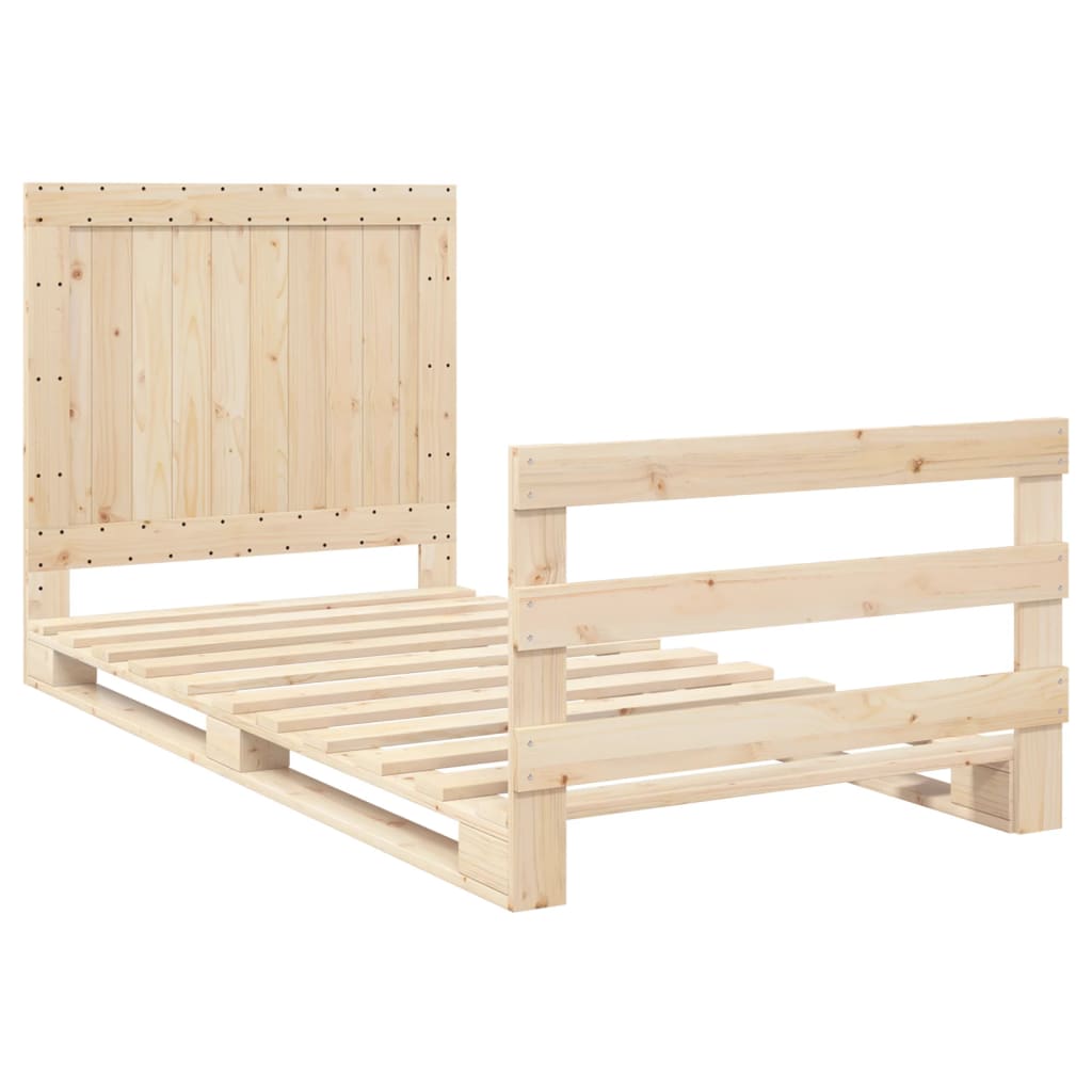 Bed Frame without Mattress with Headboard 100x200 cm Solid Wood