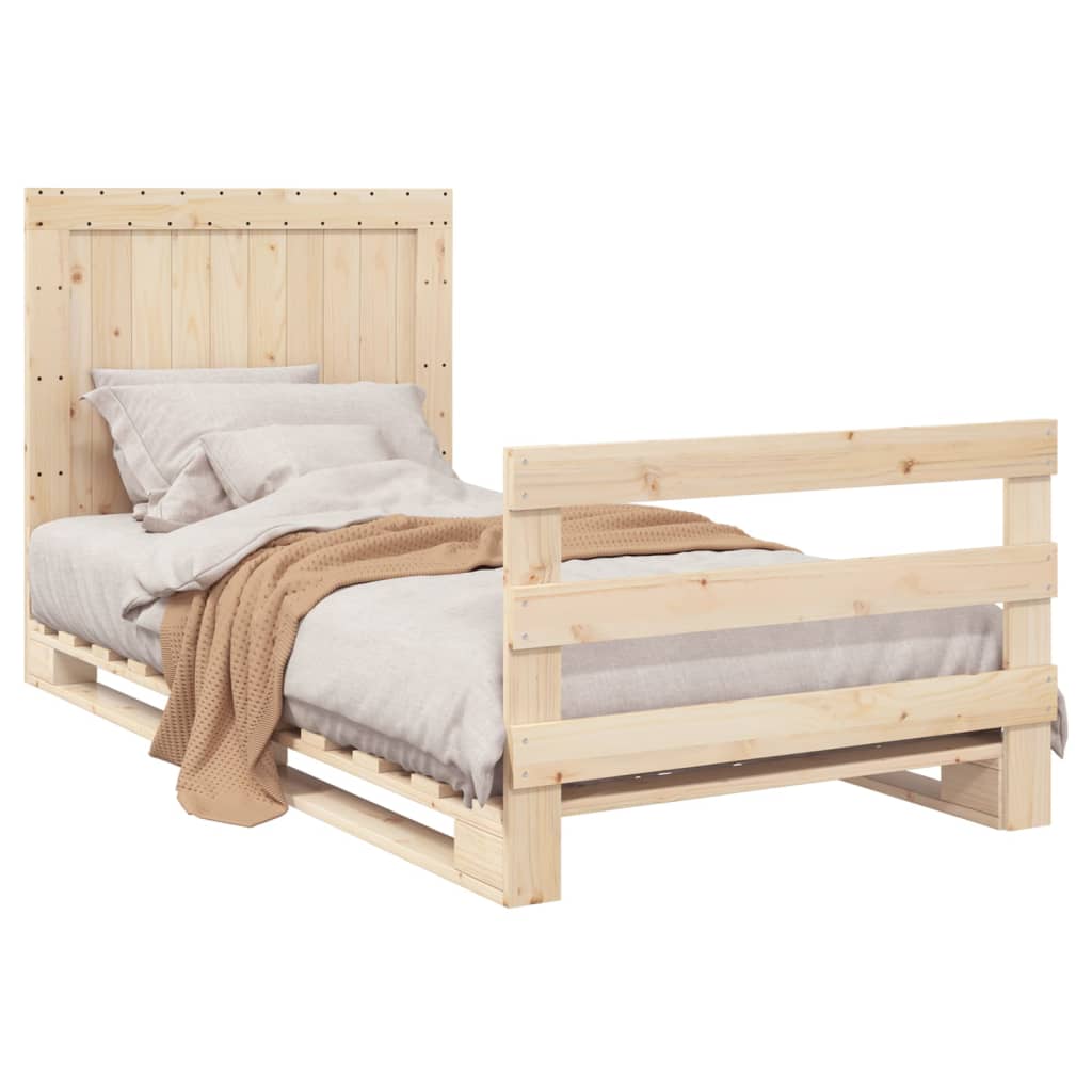 Bed Frame without Mattress with Headboard 100x200 cm Solid Wood