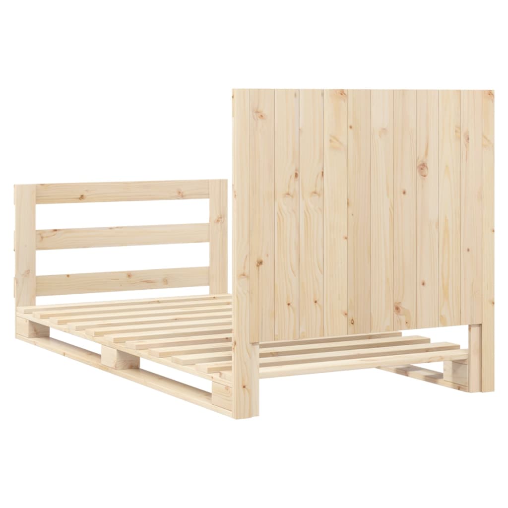 Bed Frame without Mattress with Headboard 100x200 cm Solid Wood