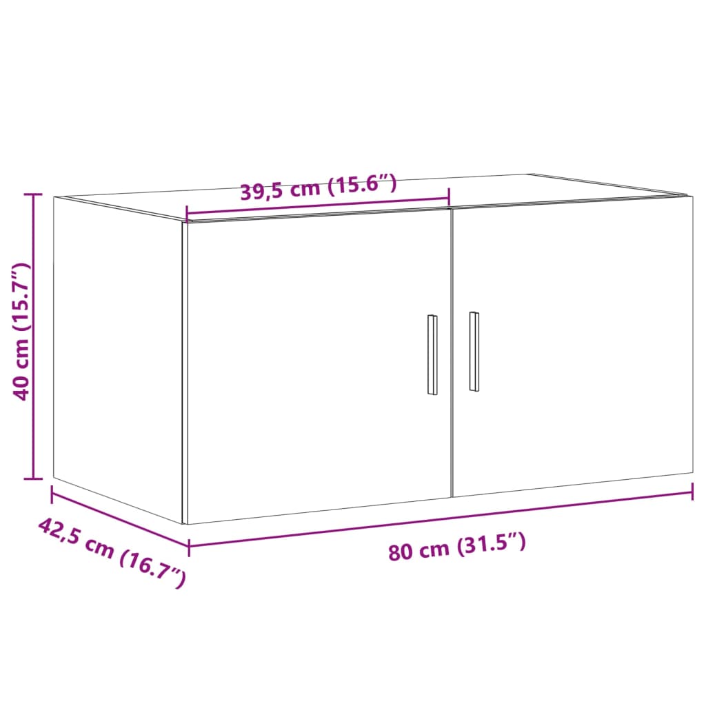 Wall Cabinet Smoked Oak 80x42.5x40 cm Engineered Wood