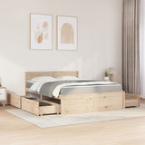 Bed with Drawers and Mattress 160x200 cm Solid Wood Pine