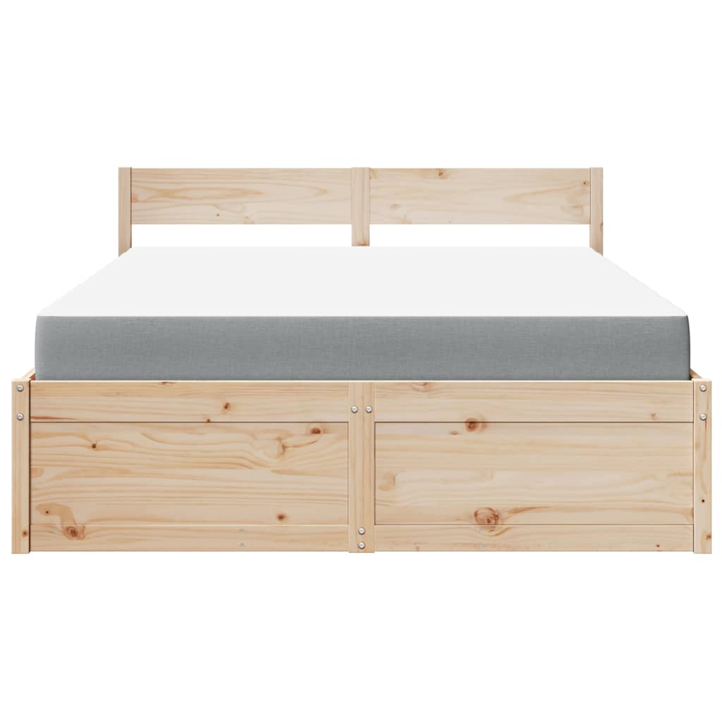 Bed with Drawers and Mattress 160x200 cm Solid Wood Pine