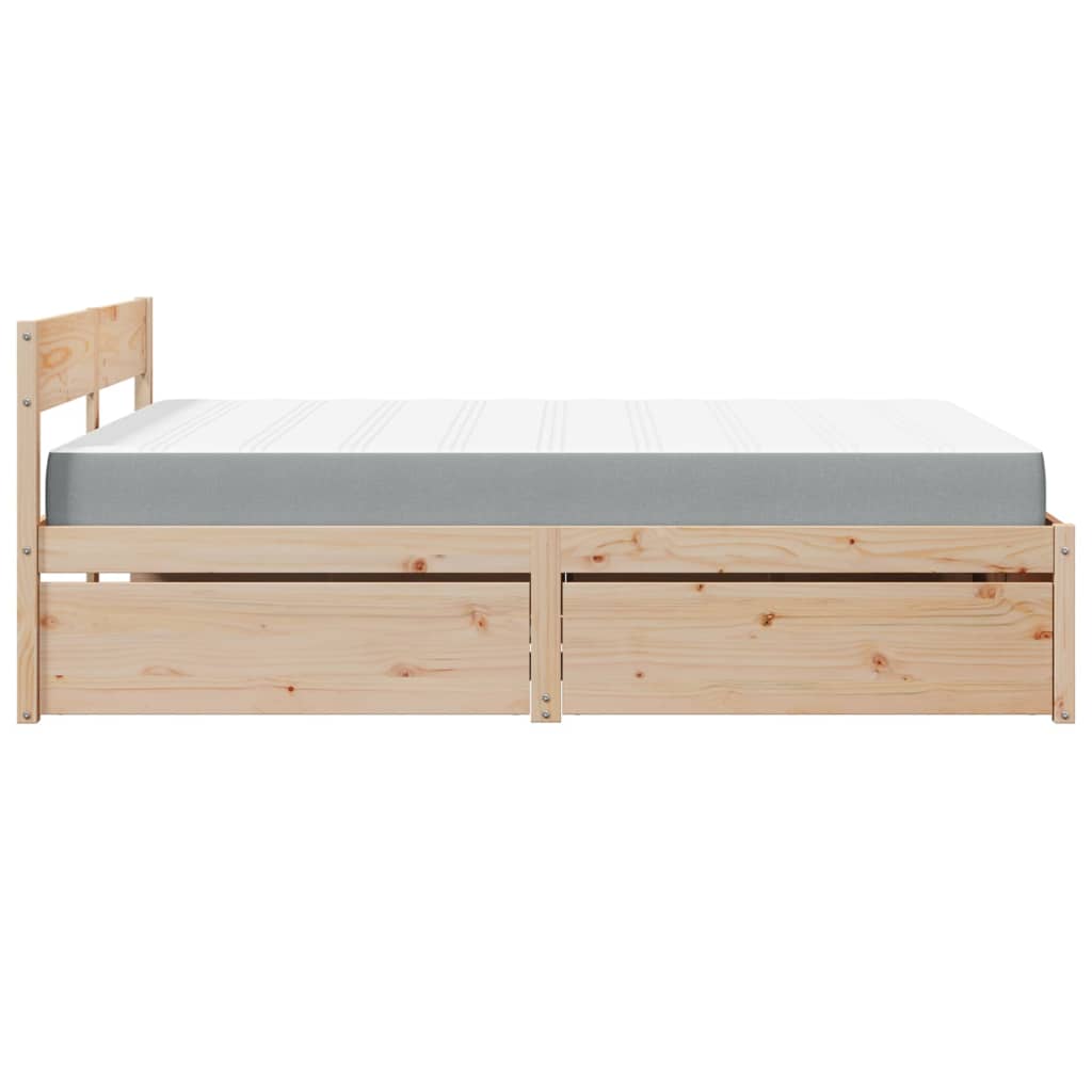 Bed with Drawers and Mattress 160x200 cm Solid Wood Pine