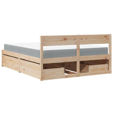 Bed with Drawers and Mattress 160x200 cm Solid Wood Pine