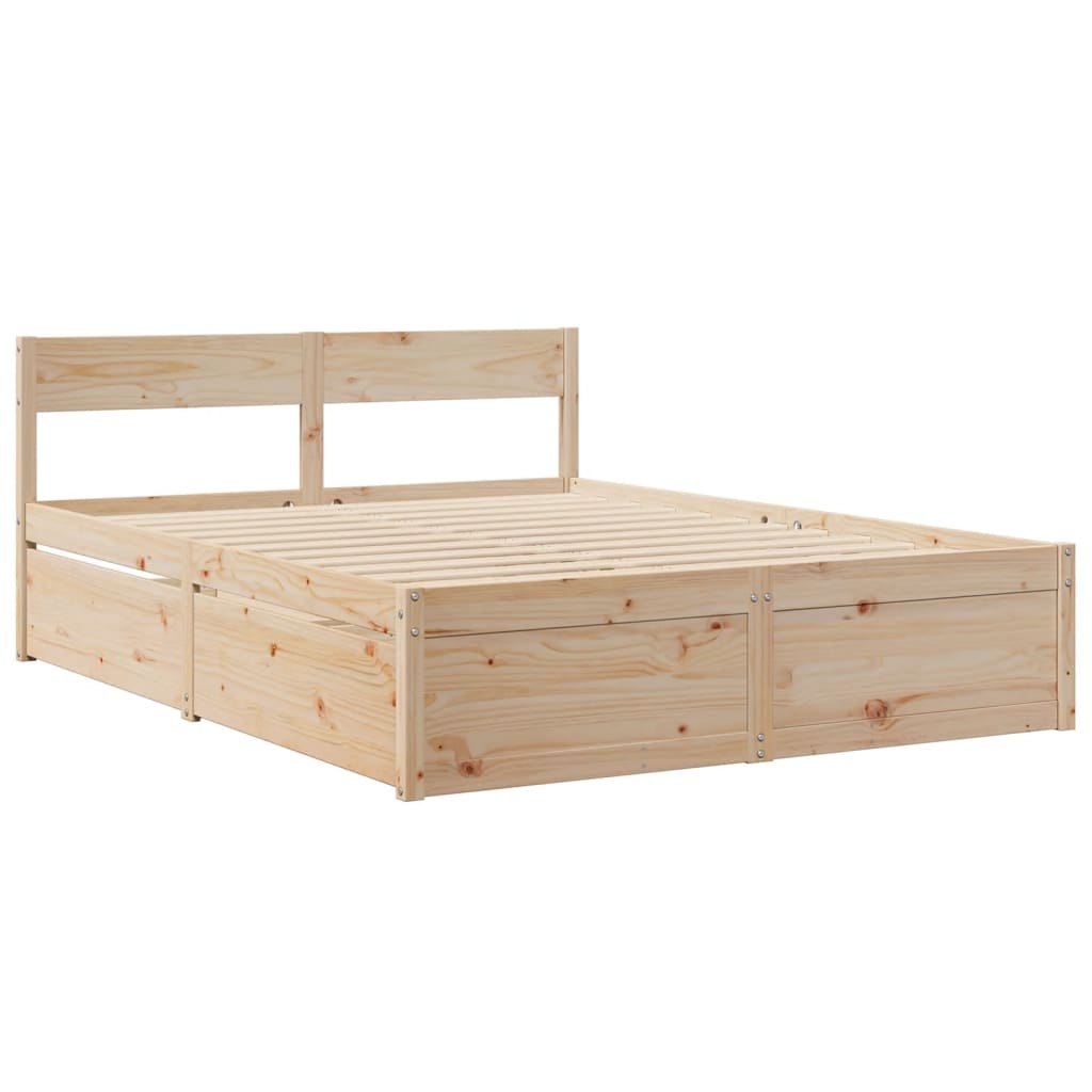 Bed with Drawers and Mattress 160x200 cm Solid Wood Pine