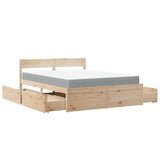 Bed with Drawers and Mattress 160x200 cm Solid Wood Pine