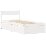 Bed with Drawers and Mattress White 100x200 cm Solid Wood Pine