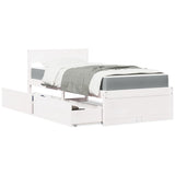 Bed with Drawers and Mattress White 90x200 cm Solid Wood Pine