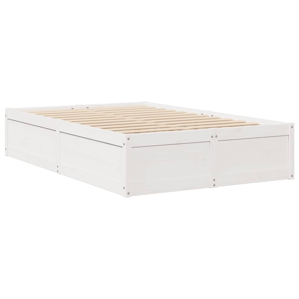 Bed with Mattress White 140x190 cm Solid Wood Pine