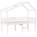 High Sleeper Bed without Mattress White 90x200 cm Solid Wood Pine