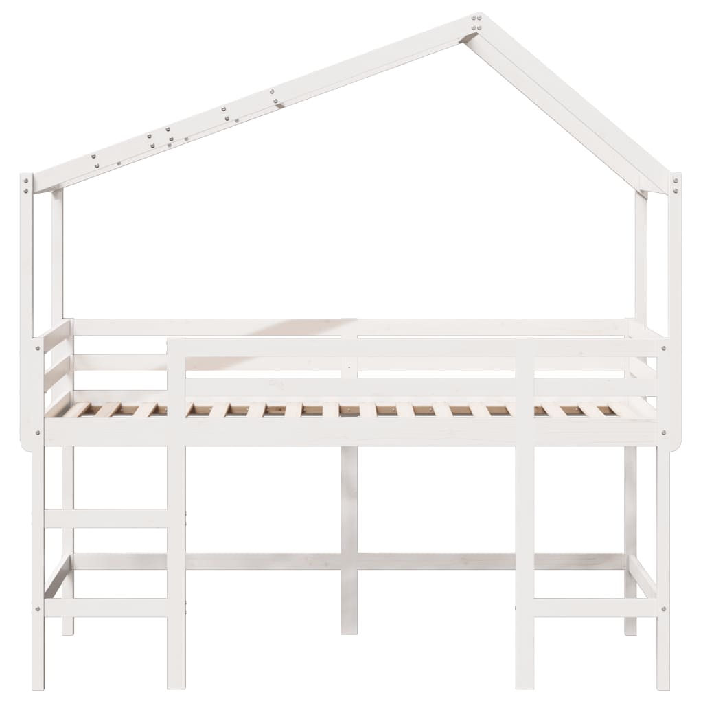 Loft Bed with Ladder and Roof without Mattress White 90x200 cm