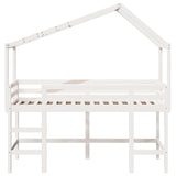 Loft Bed with Ladder and Roof without Mattress White 90x200 cm