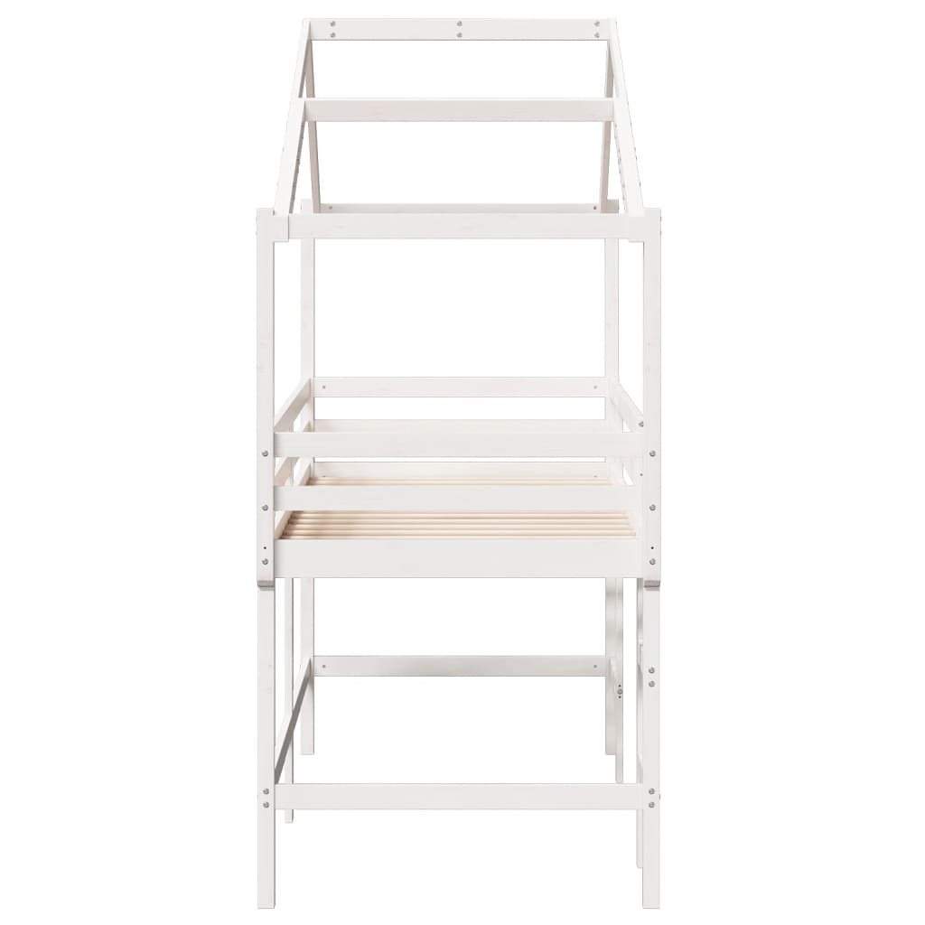 Loft Bed with Ladder and Roof without Mattress White 90x200 cm