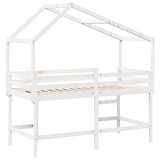 Loft Bed with Ladder and Roof without Mattress White 90x200 cm