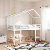 Loft Bed with Ladder and Roof without Mattress White 90x200 cm