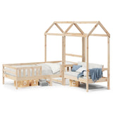 Bed and Bench Set with Roof without Mattress 90x200 cm