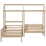 Bed and Bench Set with Roof without Mattress 90x200 cm